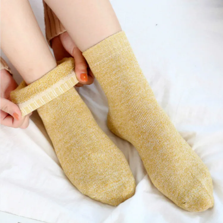 Зимние женские теплые шерстяные кашемировые зимние носки Wamer бесшовные махровые