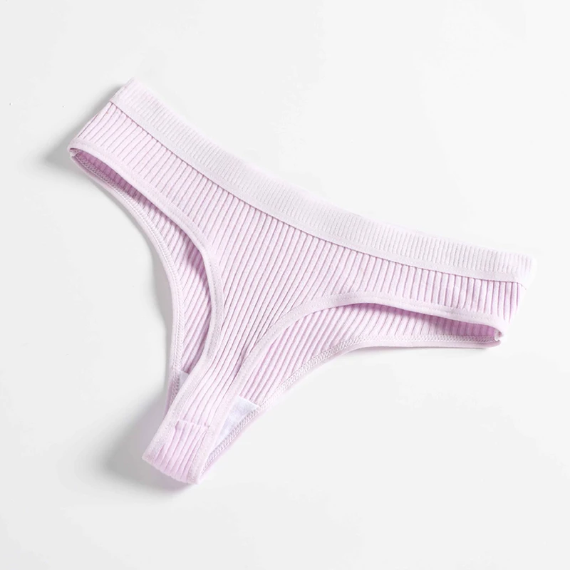 

YEZII 5Pcs Sexy Thong Women's Cotton Panties Female Low-Waist Thongs Striped Solid Underpants Girl Comfortable Briefs Underwear