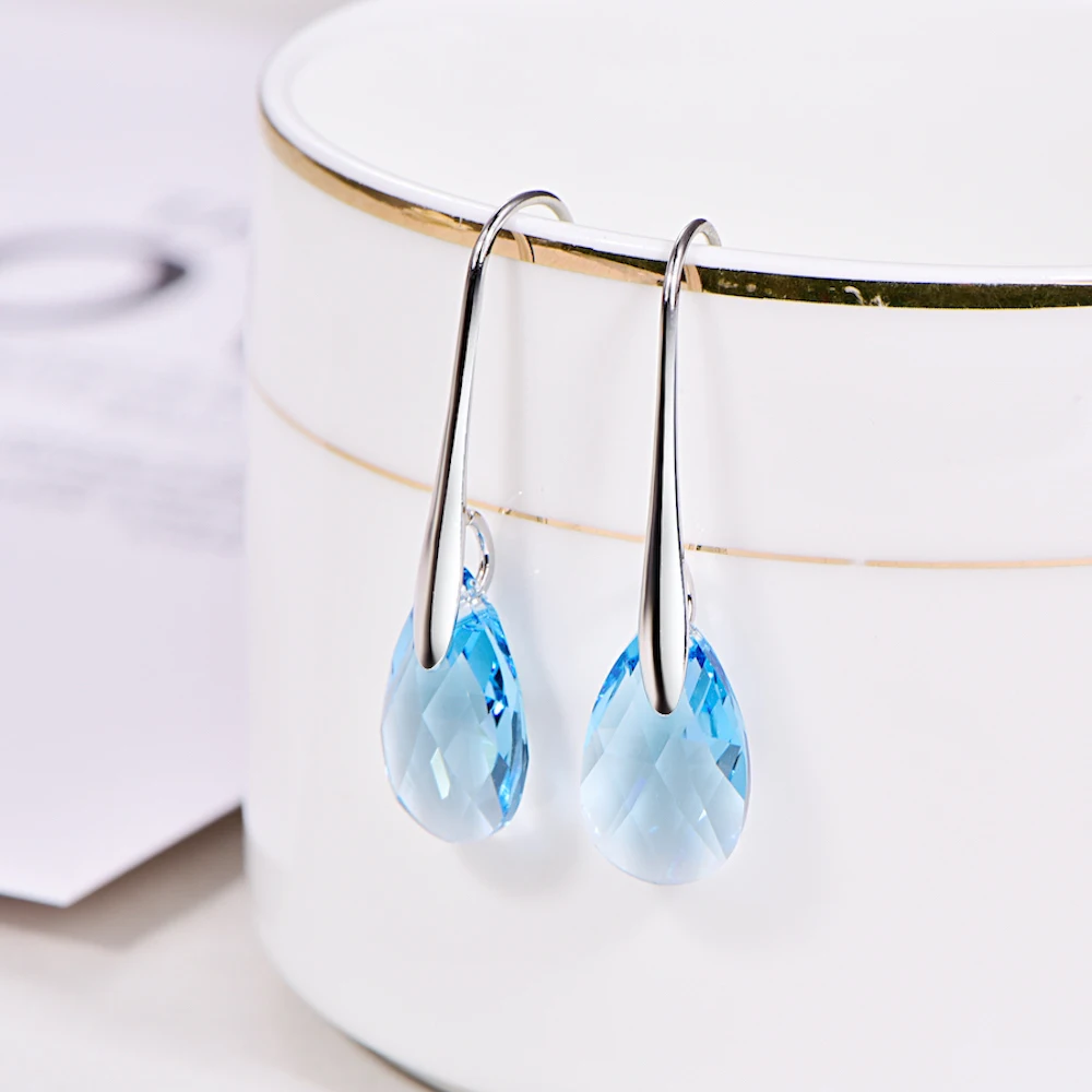 Серьги-капли с кристаллами Swarovski для женщин, новая мода, Золотой пирсинг, висячие серьги, свадебные украшения, подарок для девушек