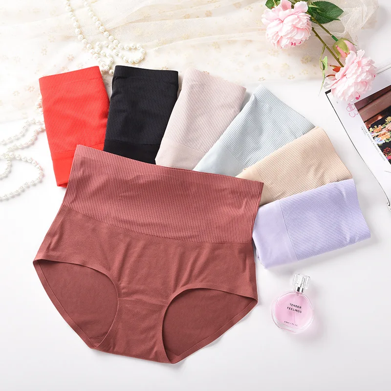 

High-waisted tummy tight panties women slim solid color briefs Underpants Lingerie Soft Crotch Underwear Girlfriend gifts