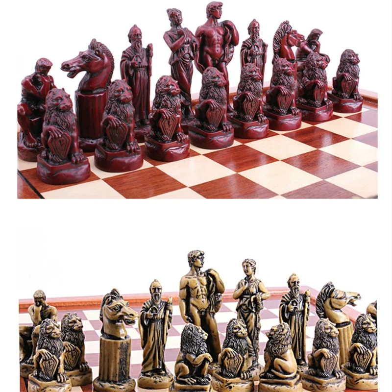 Ancient Rome Chess Set High Quality Collection Decoration Chessman With Mahogany Wooden Board Adult Birthday gift | Спорт и