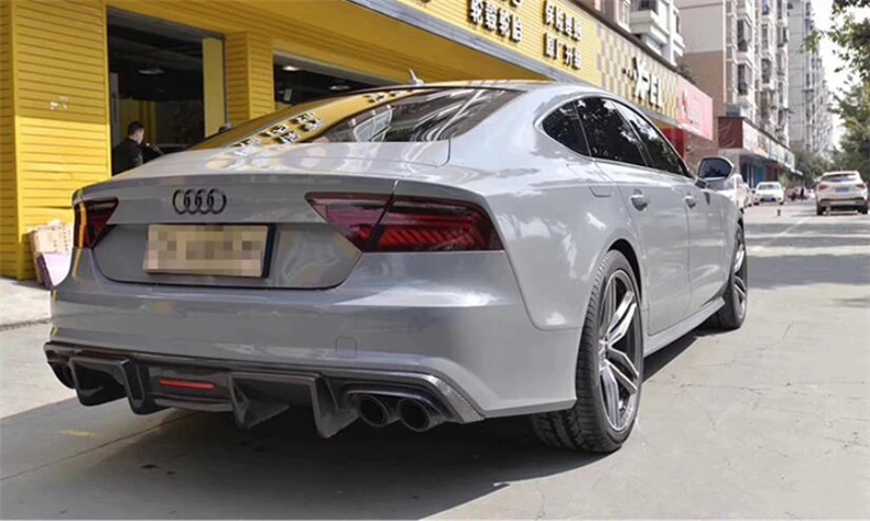 

For Audi A7 S7 RS7 2016 2017 2018 2019 Carbon Fiber Rear Bumper Diffuser Lip Spoiler High Quality Car Accessories