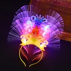 2022 светодиодная светящаяся повязка на голову мигающая Корона из волокна новогодние повязки для волос украшение для вечерние сувениры