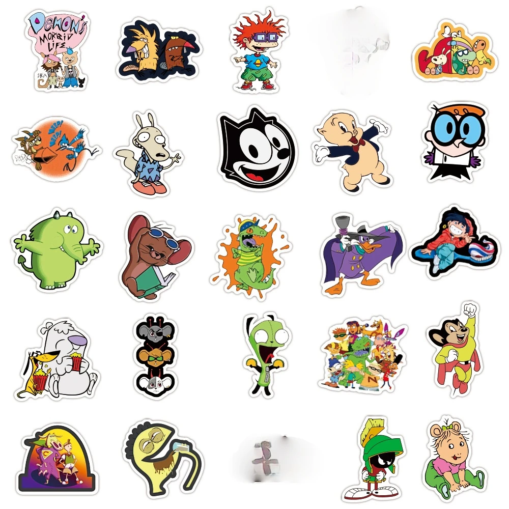 Grafiti de dibujos animados para ni&ntilde;os y ni&ntilde;as, Maleta de viaje para tel&eacute;fono y port&aacute;til, pegatinas de equipaje, estilo cl&aacute;sico de los 90, 10/30/50 Uds.-3