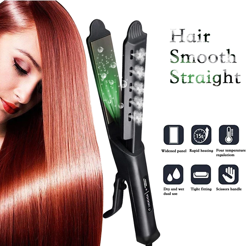 

Adjustable Temperature Hair Straightener And Curler 2 In 1 Ceramics Flat Iron For Women Quick Heating Hairdressing Styling Tools