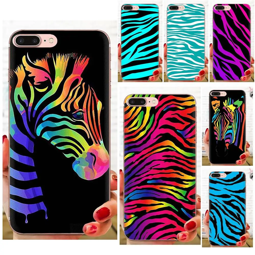 Черный цветной чехол из ТПУ в полоску с неоновой зеброй для Huawei Honor Mate 7 7A 8 9 10 20 V8 V9