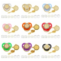 10 sets pack blank baby pacifier with clips personalized golden bling silicone infant nipple sublimation dummy newborn pacifier