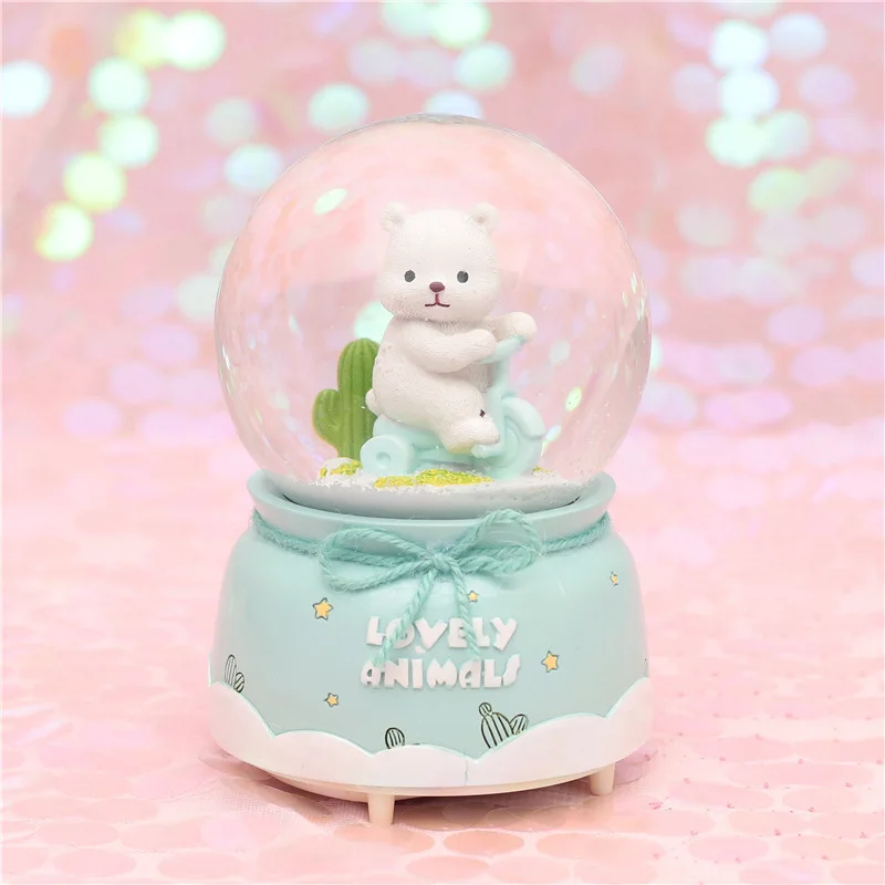 10*15 8 см милый медведь хрустальные снежные глобусы стеклянная музыкальная