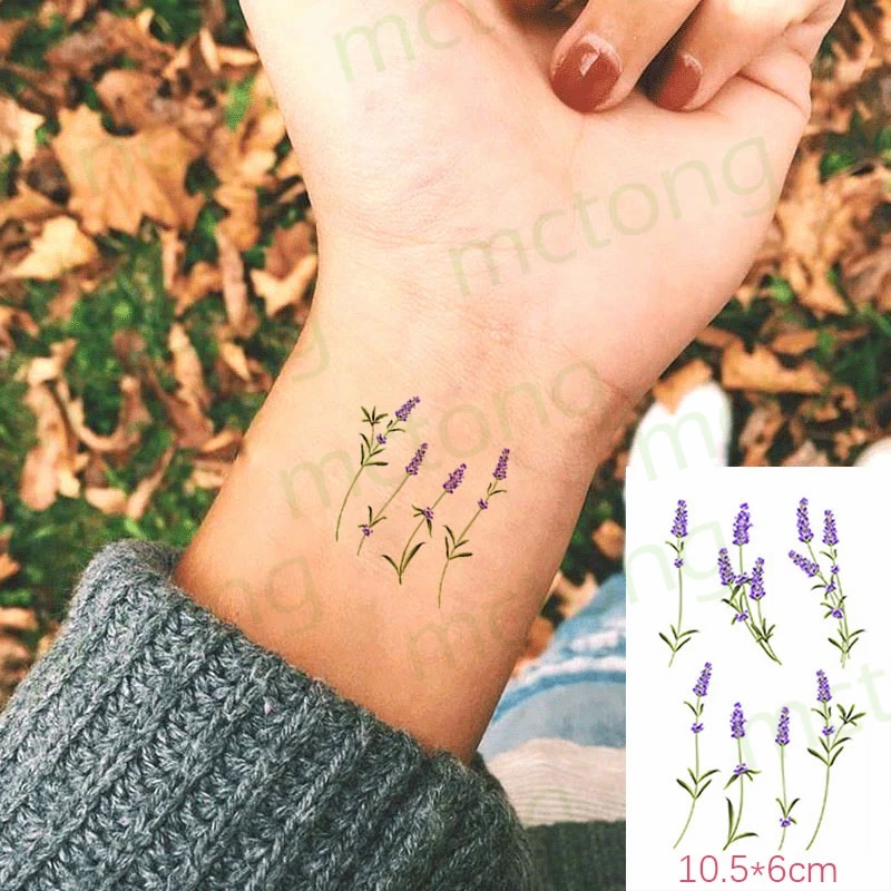 

New Waterproof Temporary Tattoo Sticker Red Rose Lavender Fake Tatto Flash Tatoo Tatouage Wrist Foot Hand Arm for Girl Women Men
