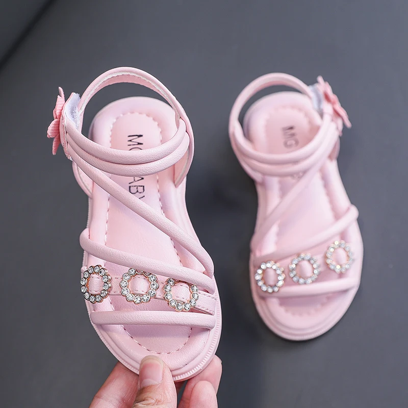 Сандалии детские резиновые со стразами босоножки из искусственной кожи для