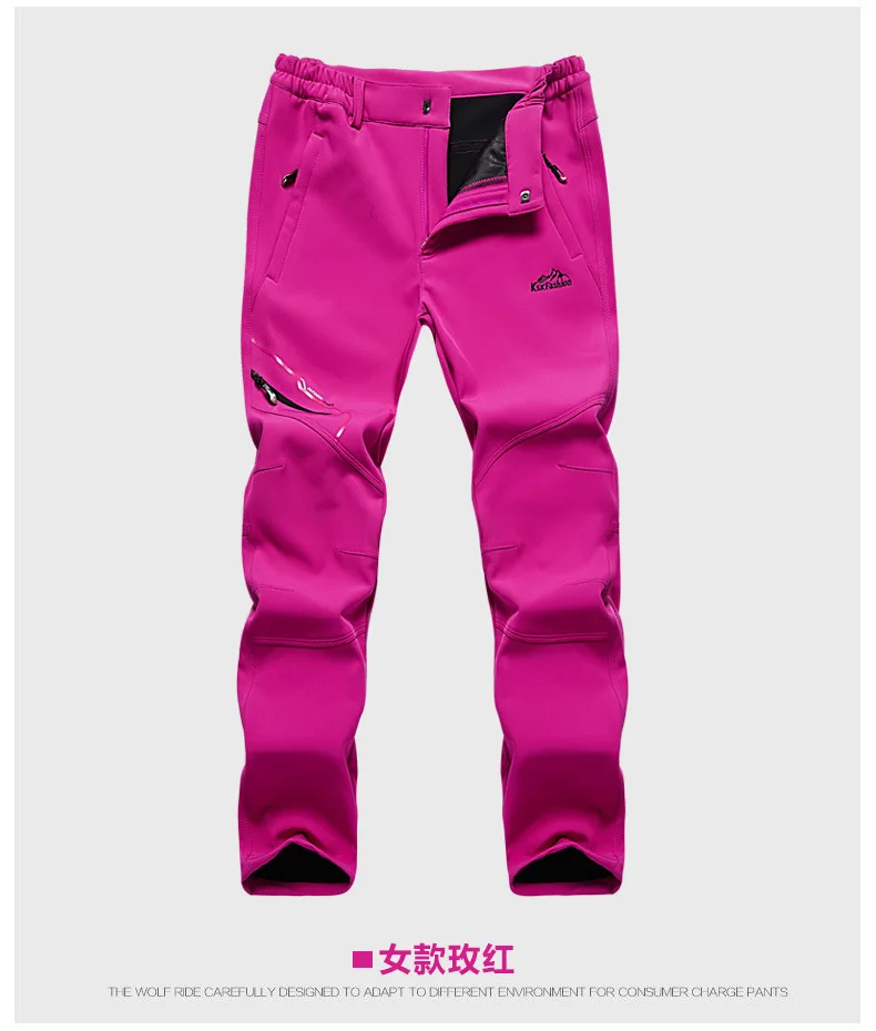 Man Women snowboarding pants Windproof Fishing Camping Hiking Skiing Trousers Winter Thicken Warm Fleece Softshell Skiing Pants
