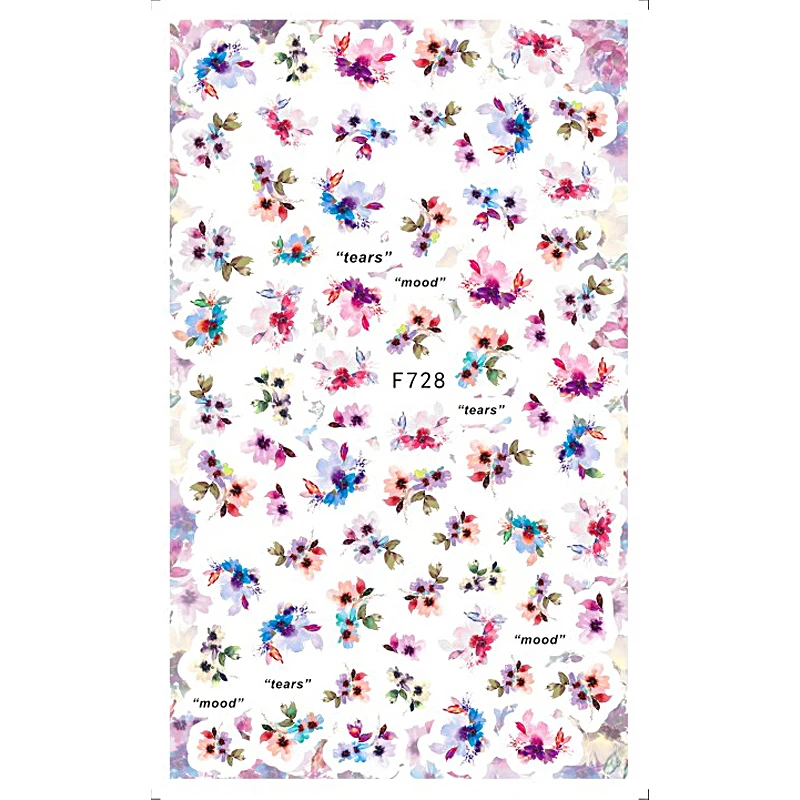 

10PCS 3D Leaf Nail Art Designer Spring and Summer Season Flowery Nail Slider Colored Flowers Letter Self-adhesive Nail Sticker