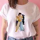 Женские футболки, Аладдин Принцессы Диснея, жасмин, для девочек, Харадзюку, хип-хоп, ольччан, летние футболки унисекс с мультяшным принтом