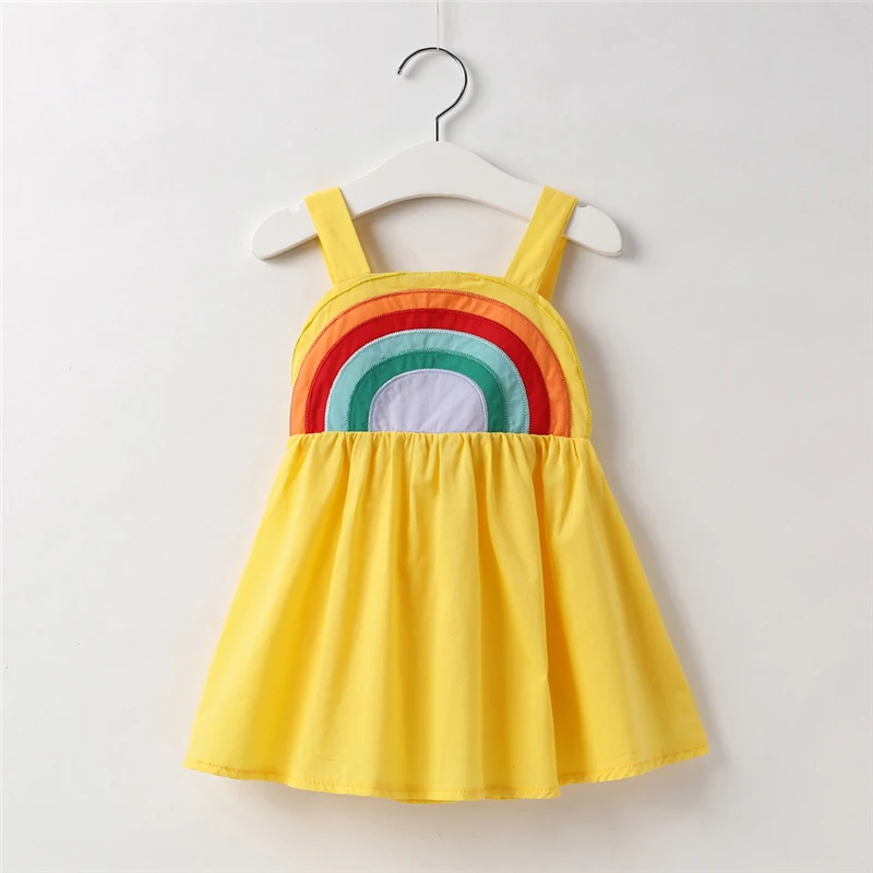 Kids Dress for Girls Summer Baby Girl Clothes Children Toddler Princess Sleeveless Chiffon Rainbow Sling Dresses Vestido | Детская