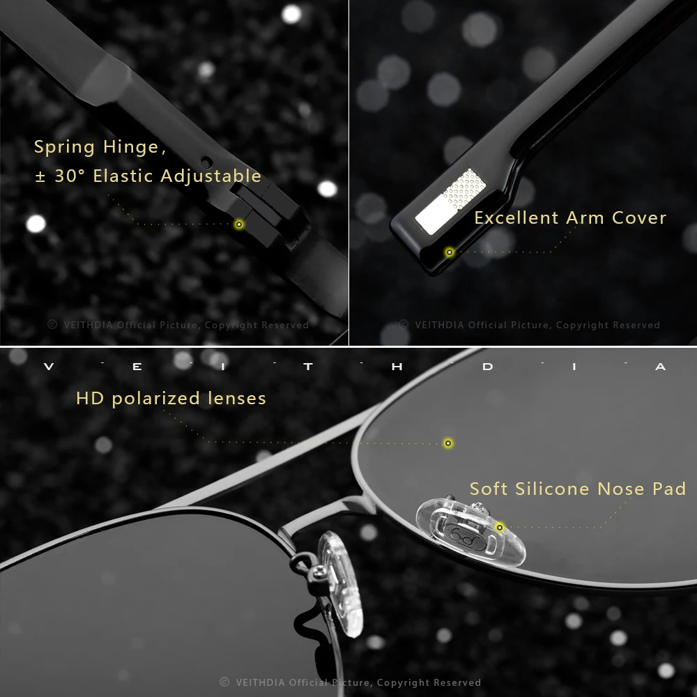 Мужские Винтажные поляризационные солнцезащитные очки VEITHDIA классические