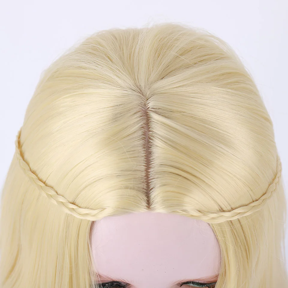 

Dragon Mother Golden double braid wig Nordic myth women Cos performance photo props Synthetic Wigs