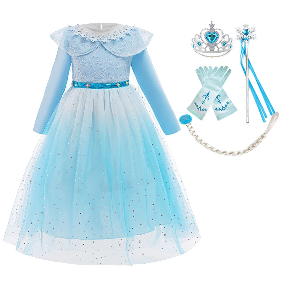 

2021 новый детский костюм принцессы; Вечерние платье «Принцесса Эльза» до Рождества Снежная королева 2 фантазии Маскировка; Зимняя одежда с д...