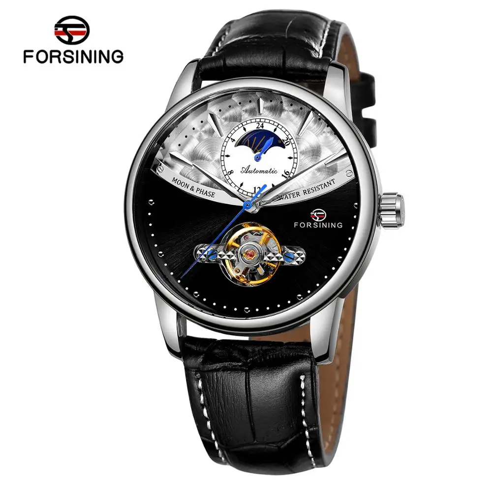 FORSINING 2019 новейшая Лунная фаза туризм автоматические мужские часы jam tangan reloj de pulsera
