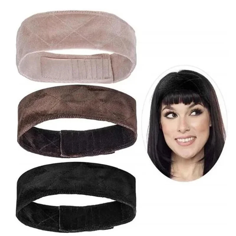 New Arrival Hand Made Non-Slip Wig Grip Band With Double Sided Velvet Adjustable Hair Headband In Brown/Black/Blonde |