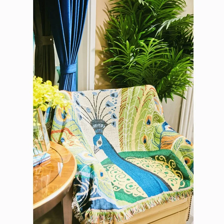 Вязаное одеяло для дивана в стиле бохо XT22|Одеяла| |