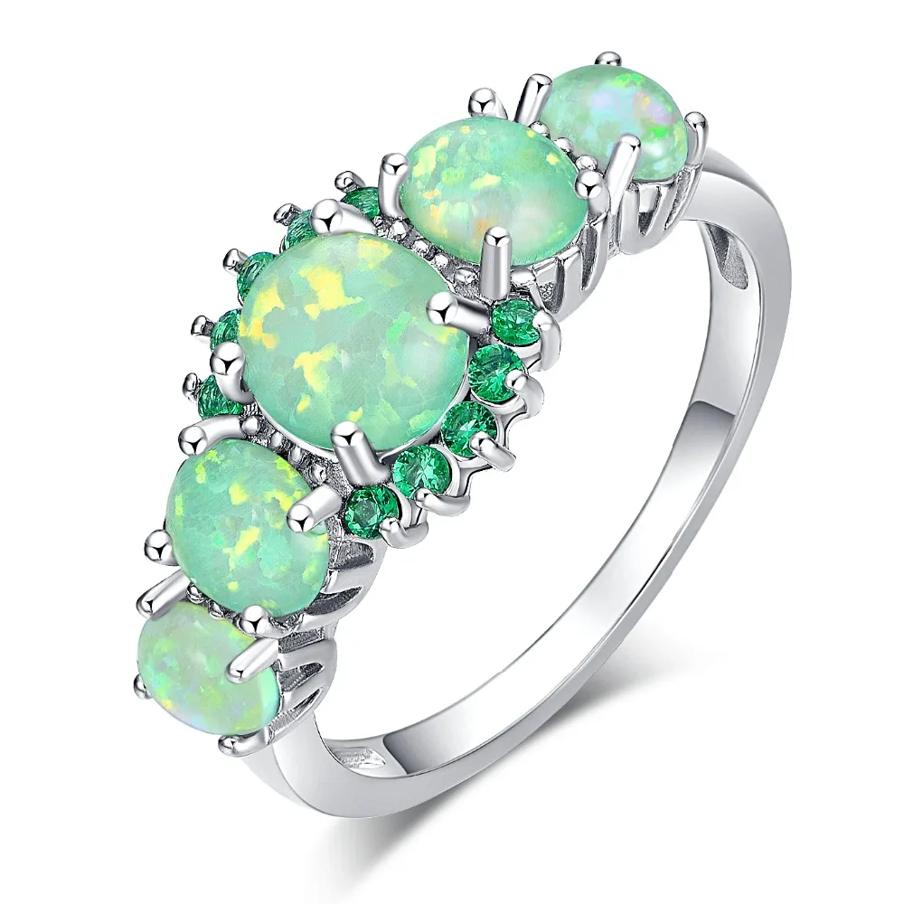 Кольцо женское с опалом и овальным круглым камнем 5 цветов|silver plated rings|plated ringfire opal |