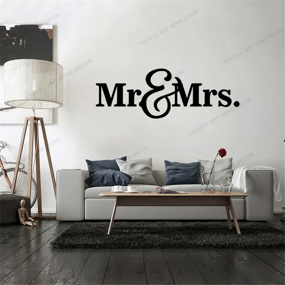 

Mr and Mrs Quote Vinyl Removable Wall Stickers Love Wallpaper Home Decor Bedroom Art Decal Bar Decoration Garage Sticker CX1836