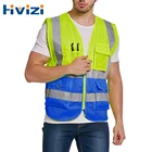 Безопасность жилет ночных пробежек; Одежда из сетчатого материала для взрослых с карманами рабочий Предупреждение светоотражающие полосы, чтобы вы были заметны конструкции