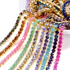 Цепочка для пришивания в виде чашки роскошного цвета 1 м, SS4, SS12, SS16, золотая, с обратной стороны, пришивная на клей, украшение для одежды, искусственные когти, стразы