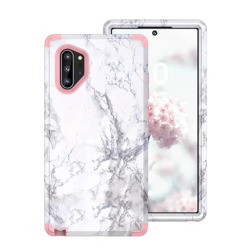Rose Gold Ударопрочный мраморный чехол для samsung Galaxy Note 10 9 S9 S10 Plus S10+ Гибридный чехол 3 в 1 прочный защитный чехол для телефона - Цвет: Rose Gold