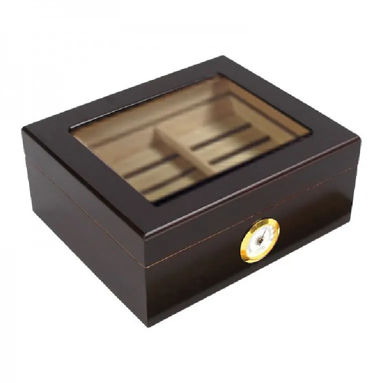 Стеклянная верхняя humidor деревянная испанская кедровая Коробка Для Хранения Сигар с подносом