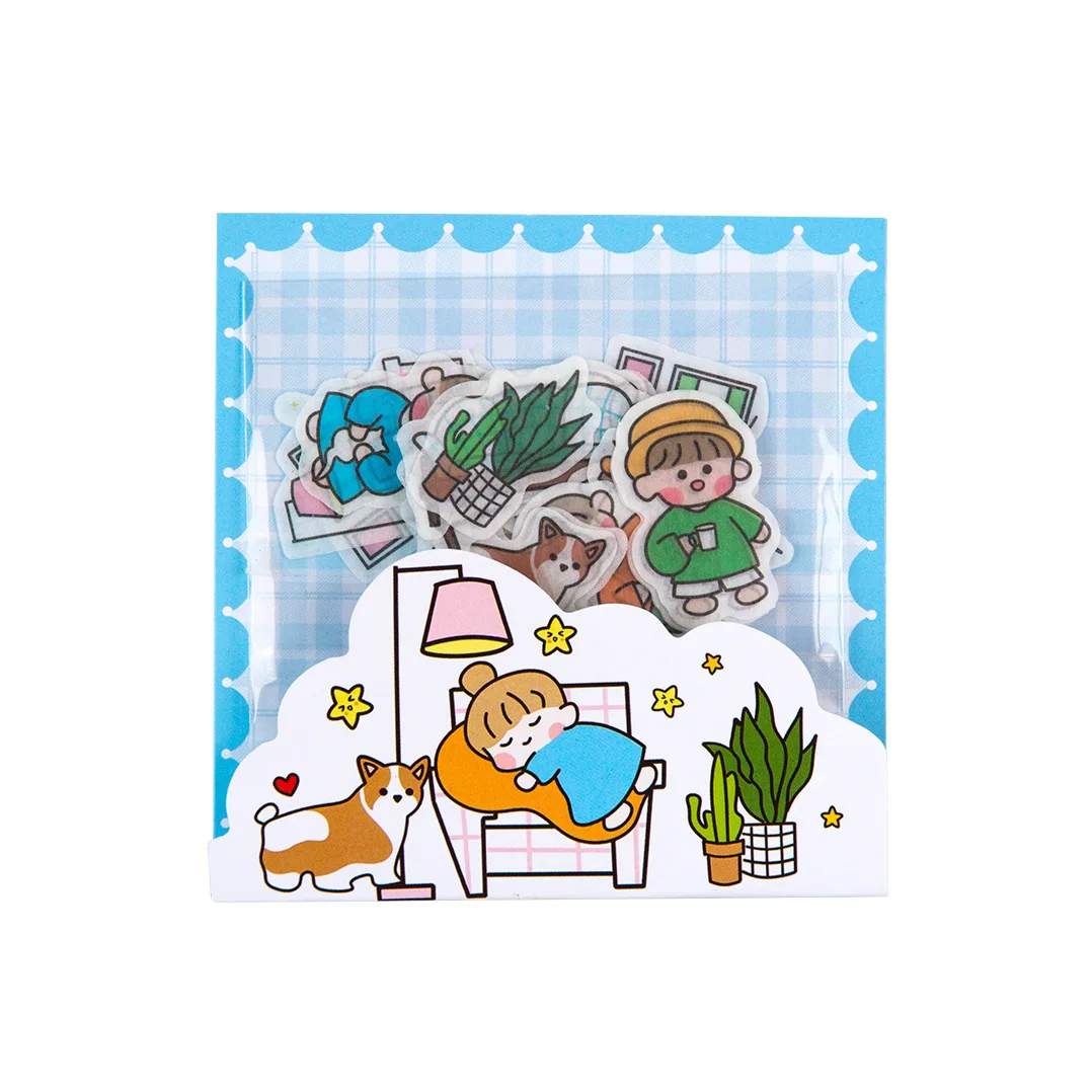 

Message Sticker Package Small Theater Series 4 Fresh and Lovely Cartoon Hand Account Diary DIY Decorative Stickers 40 Pieces