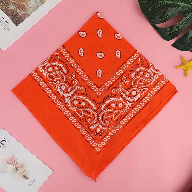 1892OR Outdoor Cool Activities Riding Collar Cute Women Print Bandana Scarf Square Head Scarf Female Motorcycle Headwear - Color: 1892OR