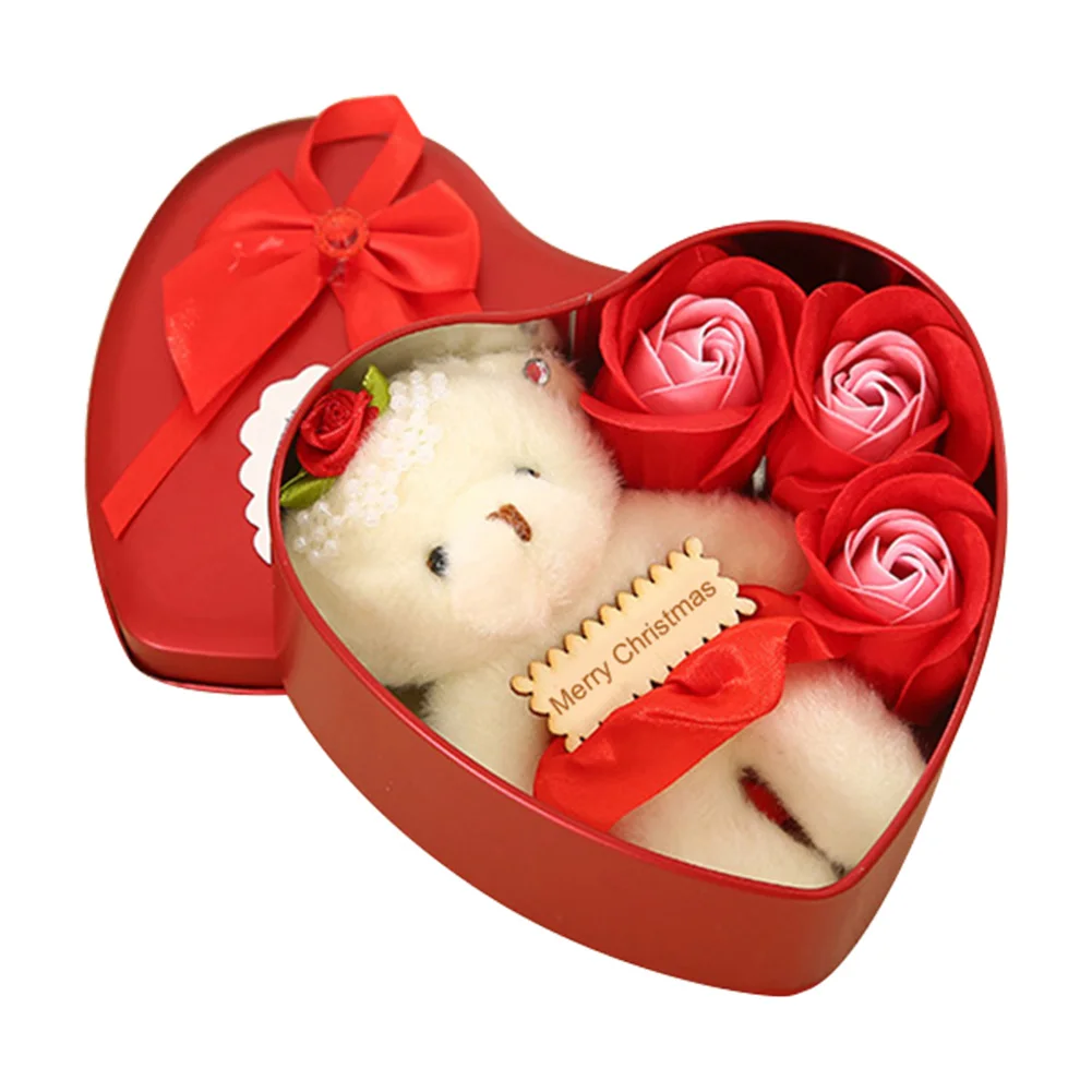 3 цветочных мыла Розовое Мыло с маленьким медведем и коробкой для хранения в