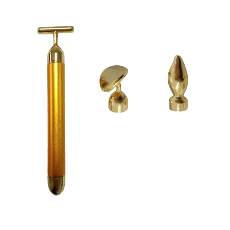 4 in 1 Combination Set Beauty Bar 24K Golden Pulse Facial Massager T-Shape Electric Sign Face Massage Tools for Sensitive Skin | Красота и