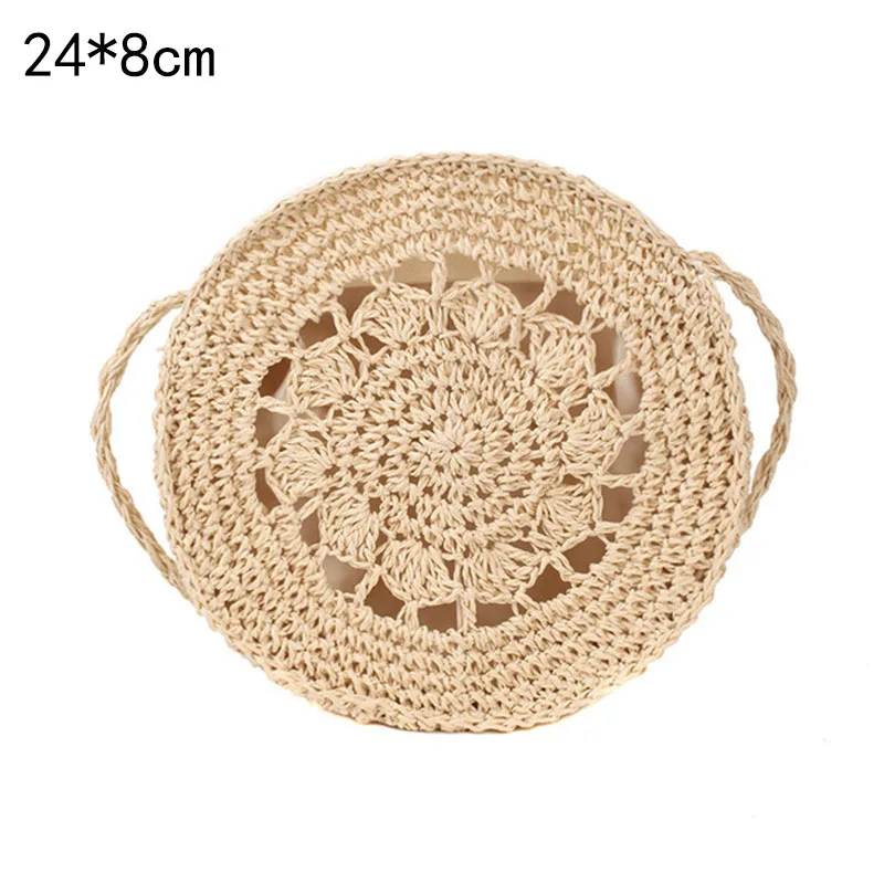 BT828Beige Круглая женская летняя пляжная соломенная сумка ручной работы, тканая маленькая ротанговая круглая сумка через плечо, Богемская Сумочка, Женская Новая мода - Цвет: BT828Beige