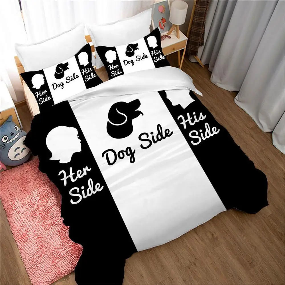 С рисунком собачки и котика с одной стороны боковые Постельное белье Twin Размеры