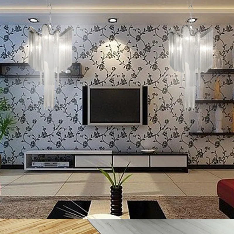 

Modern Aluminum Pendant Lamp Luxury Aluminum Chains G9 Base IndoorSilver Tassel Aluminum Chain Chandelier for