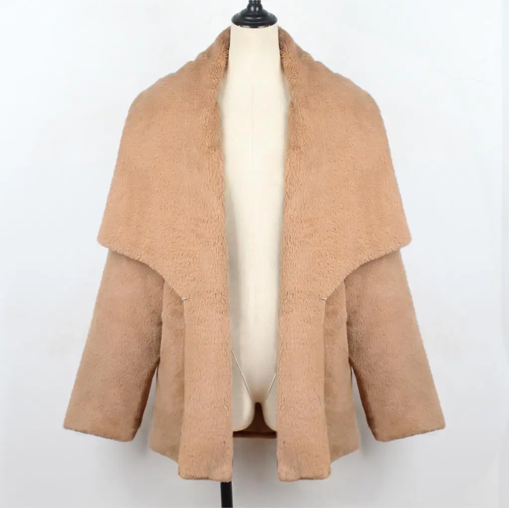 Длинное пальто из искусственного меха с карманом Женское mujer Chaqueta Mujer флисовая Veste