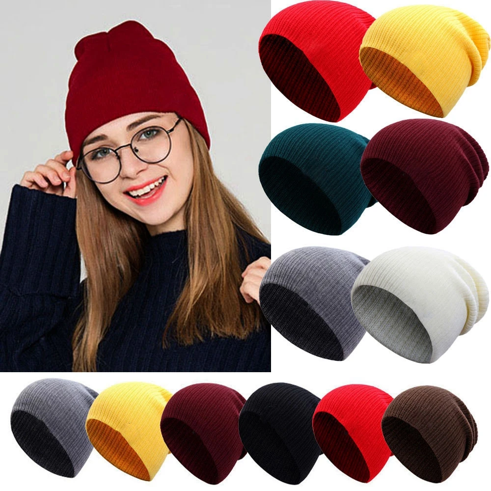 

Winter Autumn Hats For Woman New Men Knitted Beanies Solid Cute Hat Girls Autumn Female Baggy Cap Warmer Bonnet Casual Cap