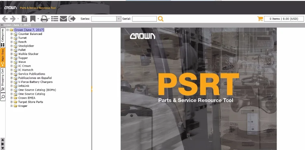 Инструменты для ремонта деталей Crown Parts & Service PSRT V12.2020 R518 EU US EMEA никогда не