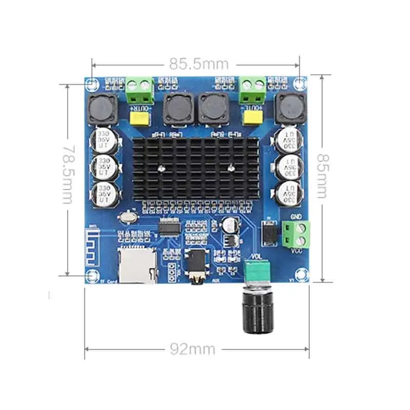 

DC12~30V 100W*2.05.0 Bluetooth Amplifier Board TDA7498 XH-A105 Digital Amplifier Board Support AUX Onboard Potentiometer