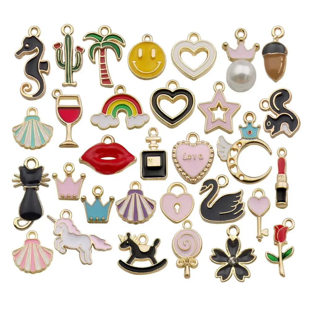 30 шт. в ассортименте покрытые эмалью животные фрукты луна звезда изящные