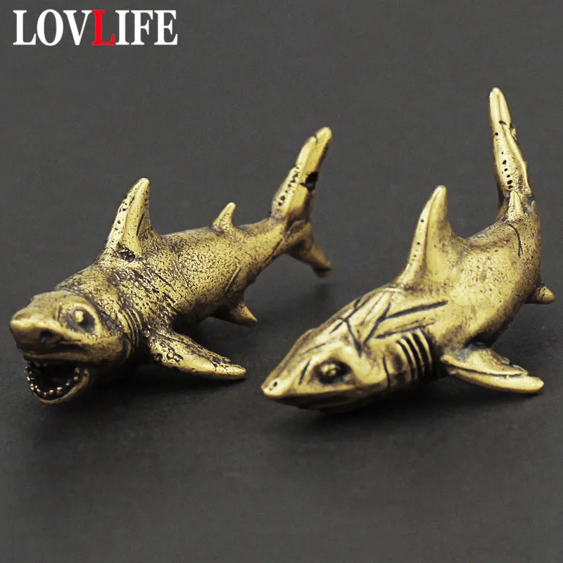 Латунный подвесной брелок для автомобильных ключей кольцо в виде акулы фигурки