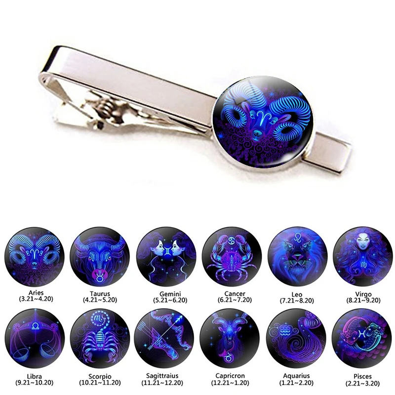 Мужской зажим для галстука из нержавеющей стали 12 знаков зодиака аксессуары
