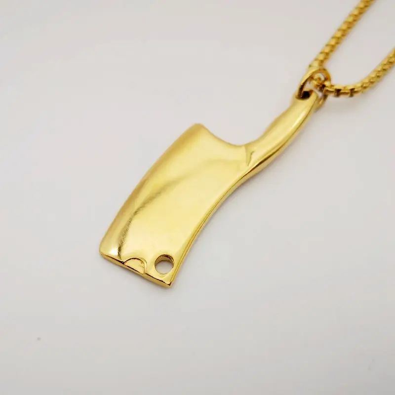 3 Colors Creative Chinese Kitchen Chop Knife Charm Necklace 316L Stainless Steel Unique Style Men Pendant | Украшения и