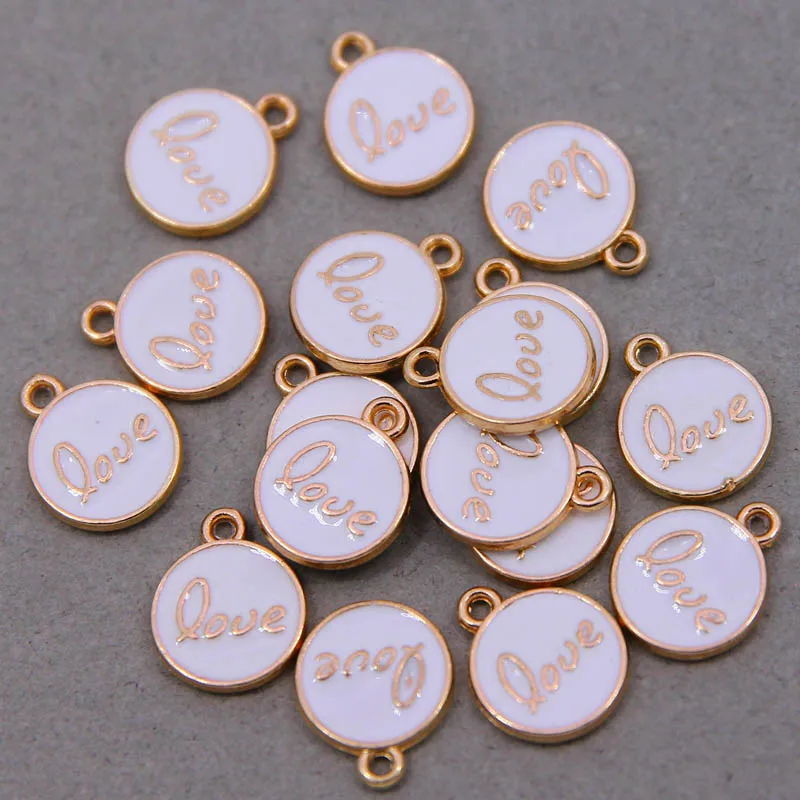 10 шт./лот 12 мм Алфавит надпись LOVE с двойным лицом эмалевые Подвески ручной работы