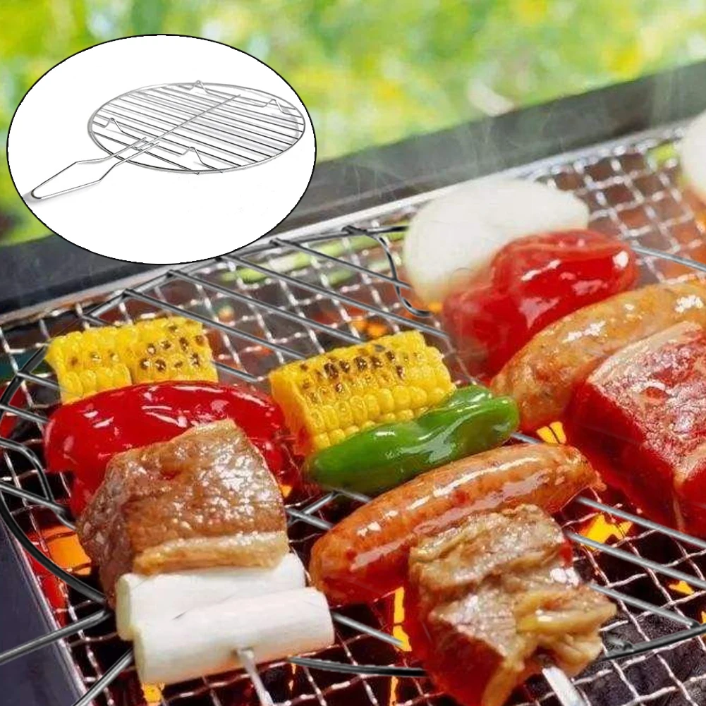 Нержавеющая сталь Шашлык Из мяса портативная круглая сетка для гриля пищевая сетка