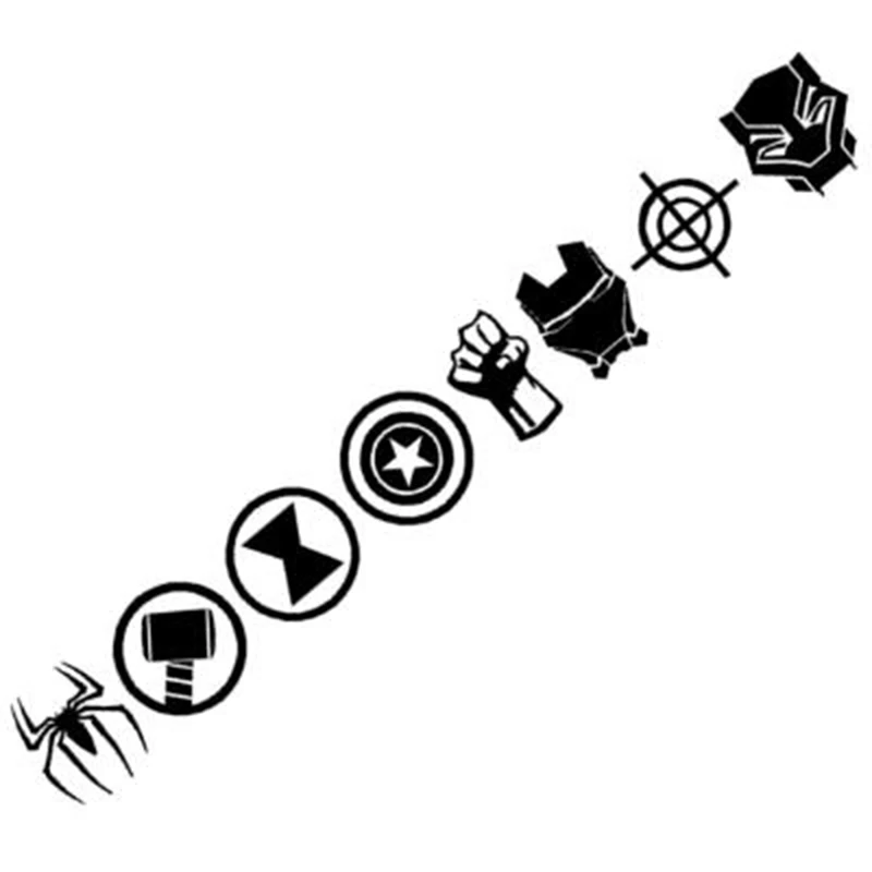 Черный/серебряный смешной человек Тор Халк Черная пантера наклейки на лобовое