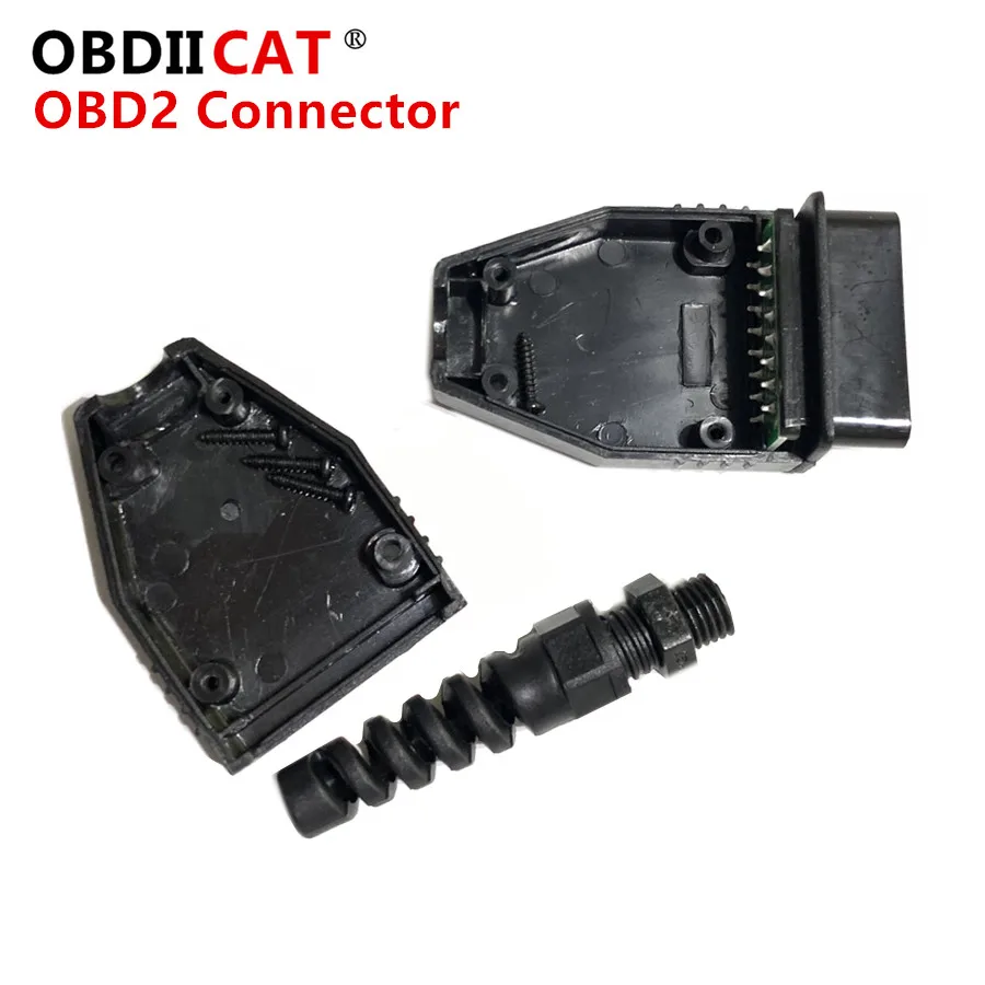 OBDIICAT новейший OBD2 16 контактный Штекерный разъем OBDII адаптер OBD 2
