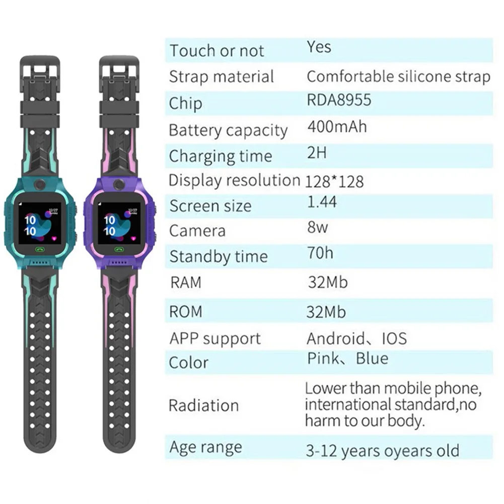 2021 kids smart watch for children sos call phone watch smartwatch use sim card photo waterproof ip67 kids gift for ios android free global shipping